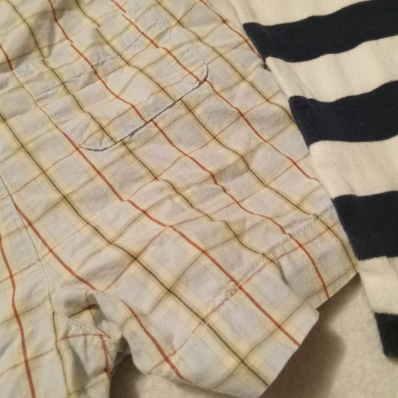 Old Navy 2pc Plaid & Stripe Romper Set - Picture 2 of 5